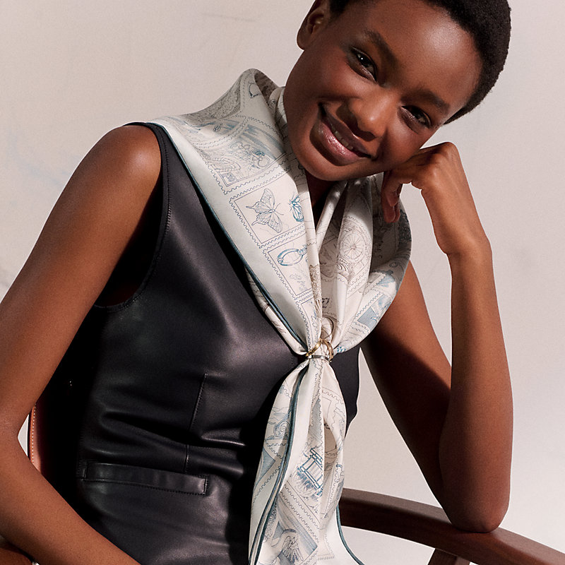 Le Philateliste du Faubourg scarf 90 - Pink | Hermès Australia